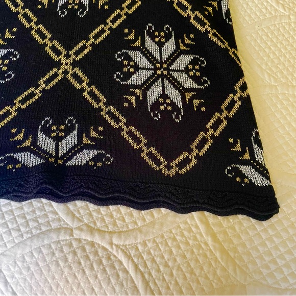 Vintage Black and Metallic Gold and Silver Holiday Sweater - Picture 10 of 10